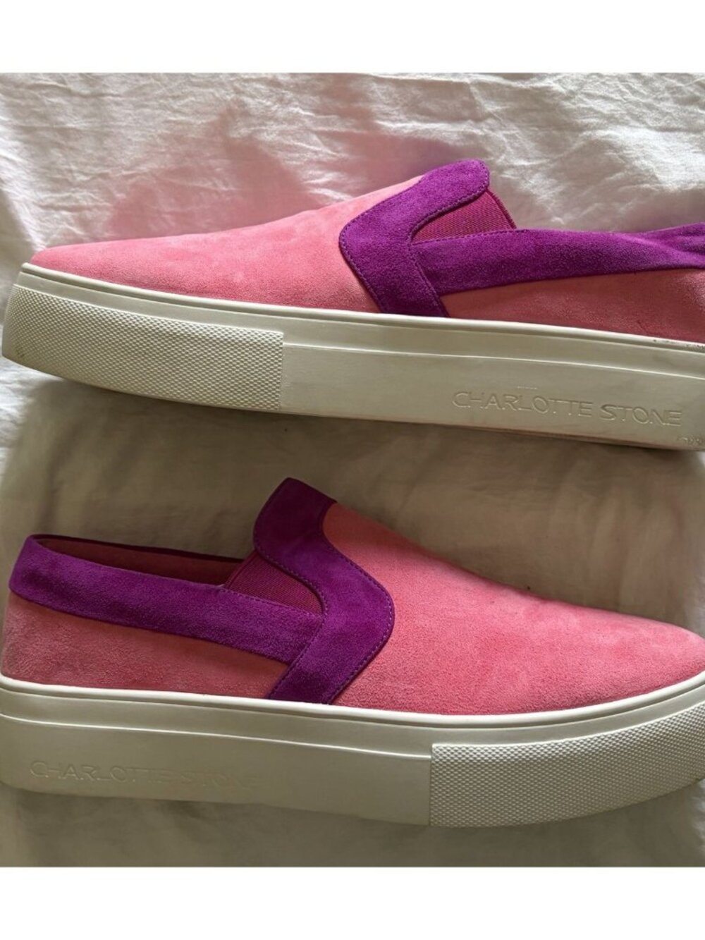 Charlotte Stone Pink & Purple Slip-On Suede Sneakers - Picture 5 of 10